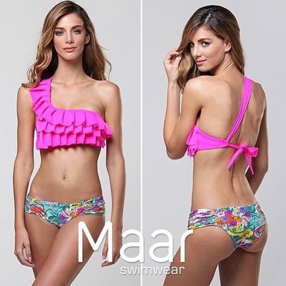 Maar Swimwear bikini in hot pink/flamingo print size M/L - Picture 1 of 13